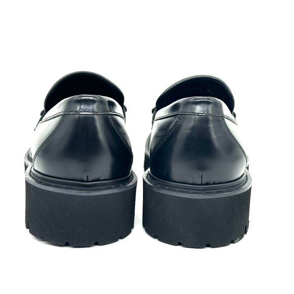 Valentino Garavani V Logo VLOGO Leather Flat Lug Sole Loafers Shoes Black - Picture 12 of 16